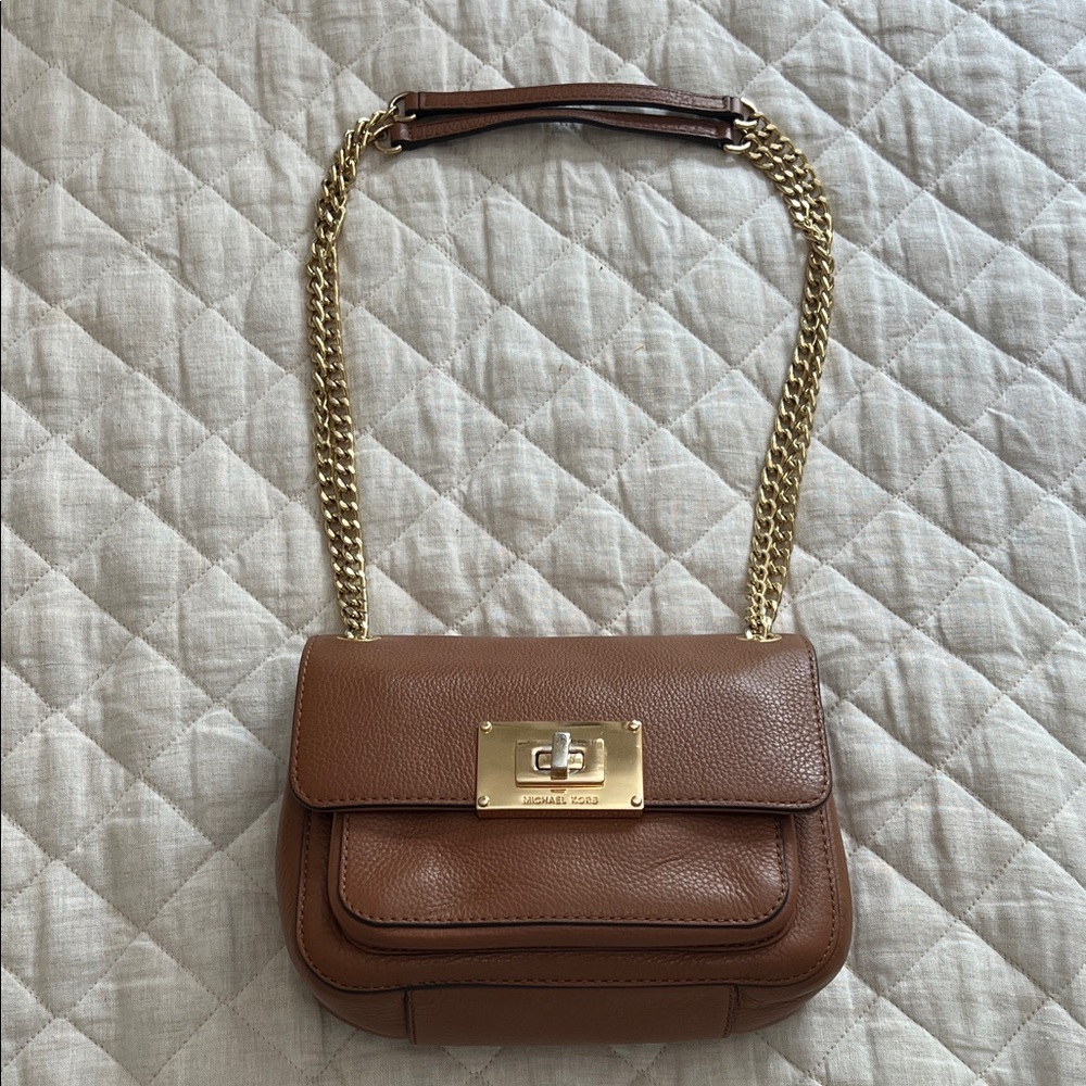 Michael Kors Tan Crossbody Bag with Gold Chain